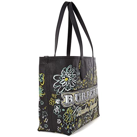 Burberry Reversible Flower Doodle Canvas Tote 